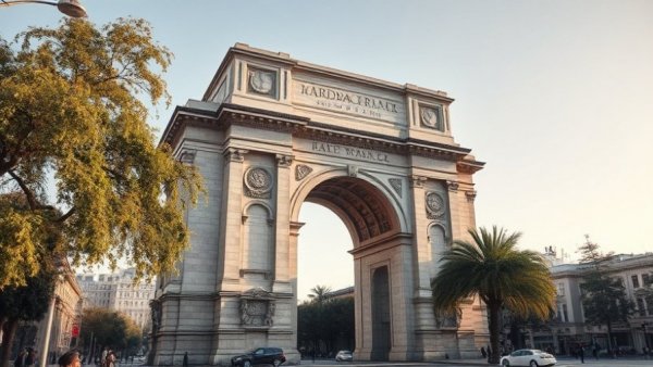 The majestic Permanent Gates at Washington Square Park against a clear sky.