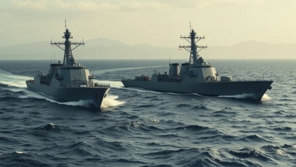 Military ships at sea, related to US Taiwan policy during Trump Xi meeting.