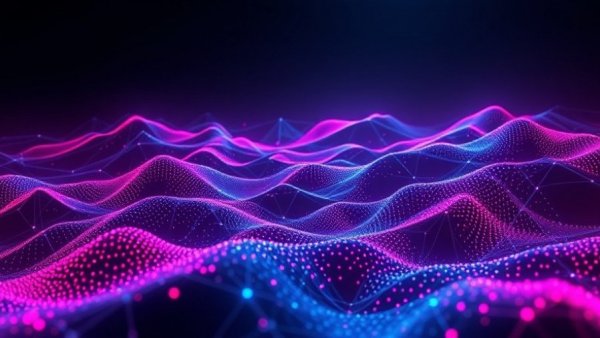 Vibrant digital landscape illustrating the AI problem is a data problem concept.