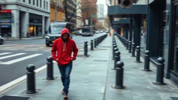 Midtown Subway Crime Wave suspect walking on city sidewalk.
