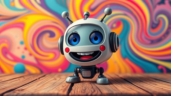 Whimsical robot with red button, AI access control importance.