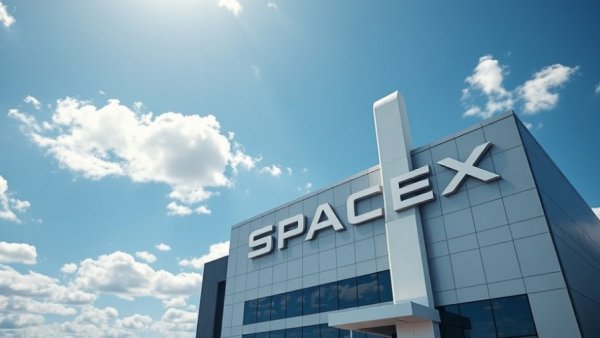 SpaceX building exterior with logo, clear blue sky, SpaceX IPO Valuation