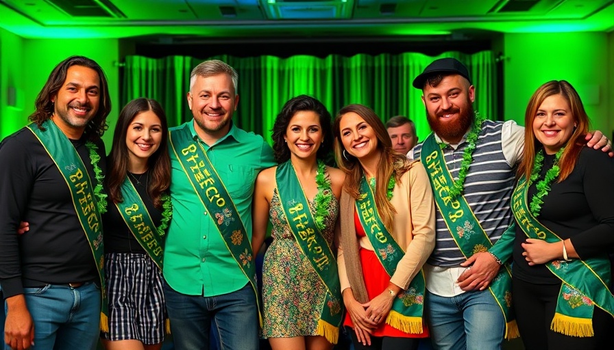 St. Patrick's Day celebrations in NYC group photo on stage.