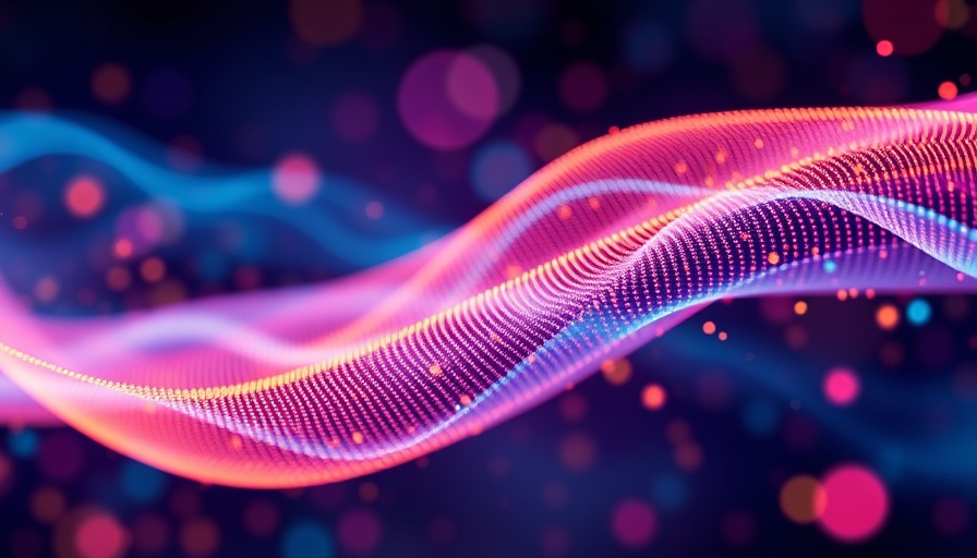 Abstract digital wave with data points representing AI models.