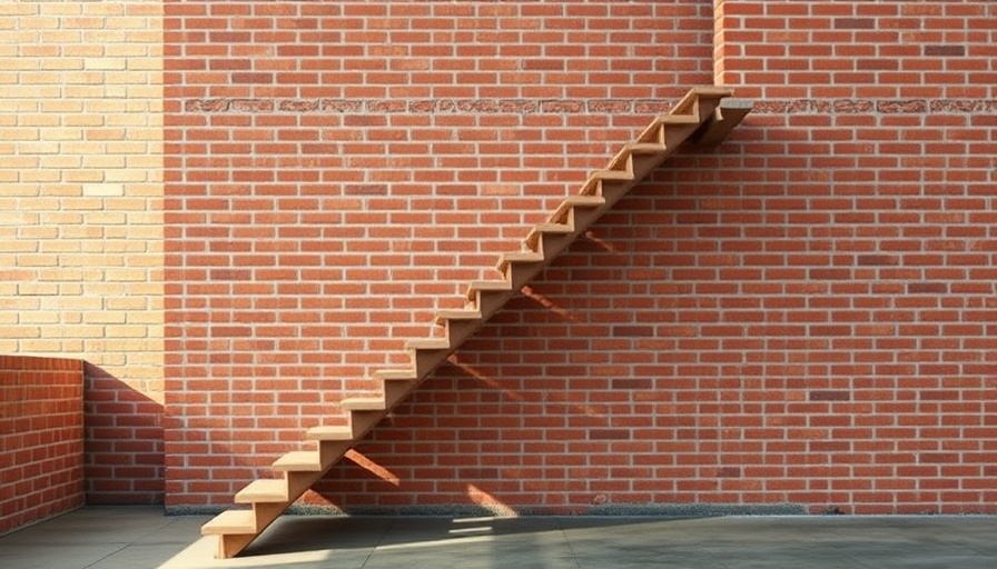 Minimalistic staircase and brick wall in natural light