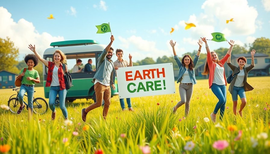 Car-Free Earth Day Manhattan celebration with diverse group promoting eco-friendly transport.