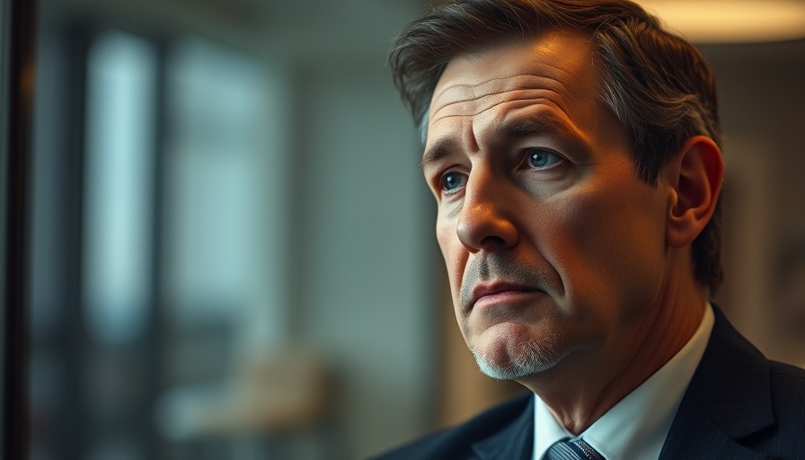 Thoughtful man in suit indoors, soft lighting.