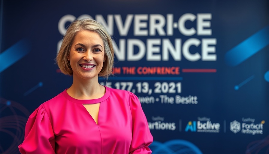 AI Adoption in Organizations: Speaker promotion with confident woman.