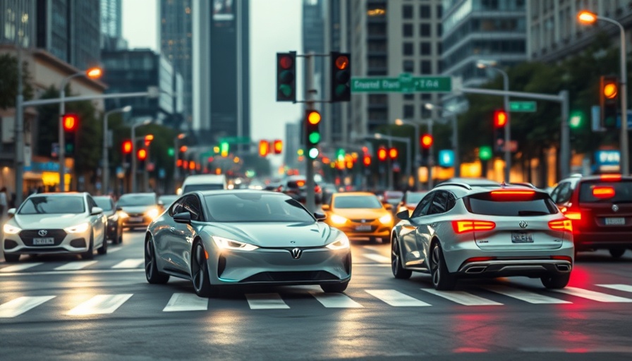 Autonomous vehicles using eco-driving measures at city intersection.