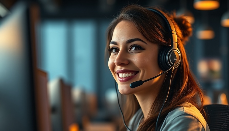 Smiling customer support agent with headset providing multilingual support.