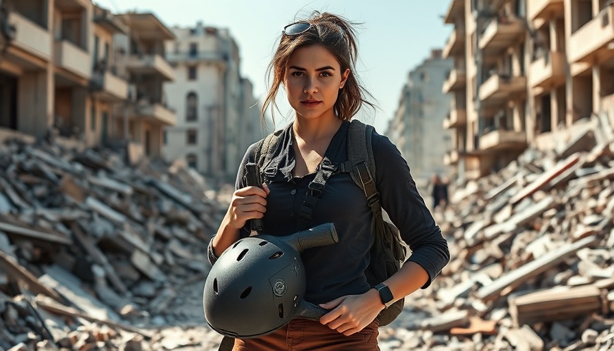 Journalist amidst rubble after Israeli double strike on journalists