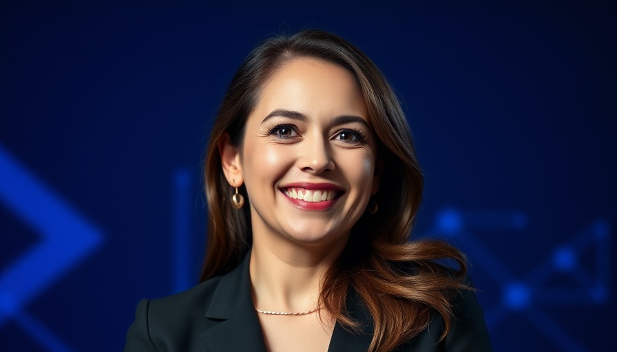 Create AI Teammates That Work For You promotional image with smiling speaker in blue design.