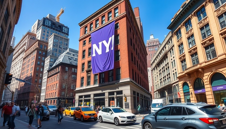 NYU Campus Safety Response with NYU banner and street view.