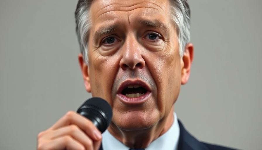 Close-up of a man speaking at a podium, studio lighting.