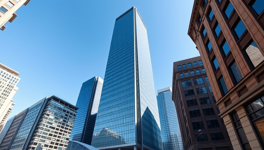 Modern office building symbolizing hedge fund fraud concept.
