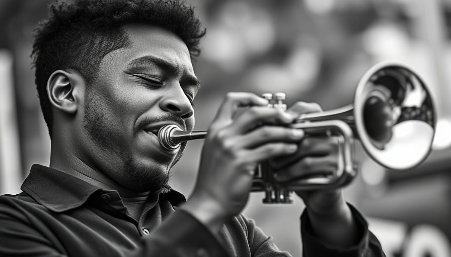 Musician playing trumpet at NoMad Jazz Festival, expressive and passionate.