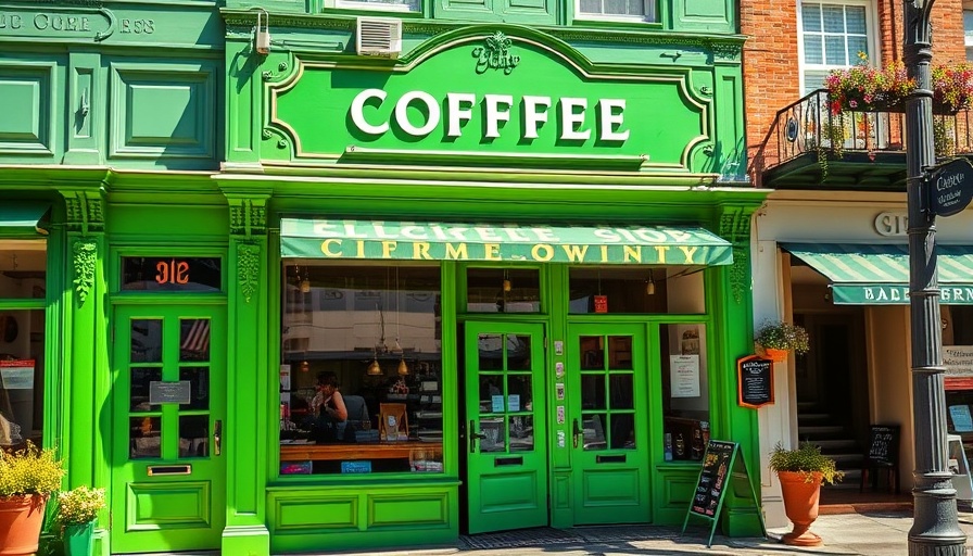 Charming local coffee shop on a sunny day.