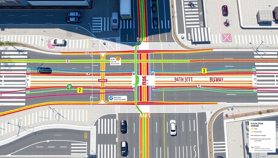 34th Street Busway Manhattan traffic schematic with bus lanes and turns.