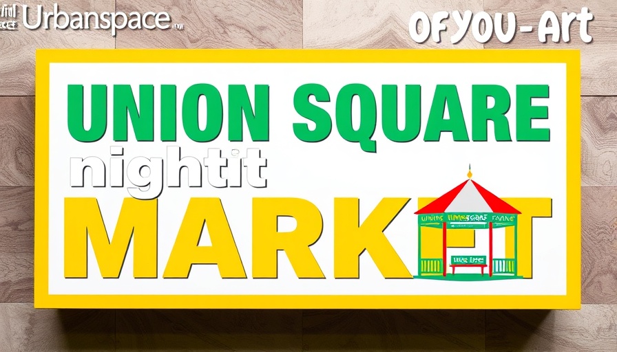 Union Square Night Market promotional graphic with yellow border.