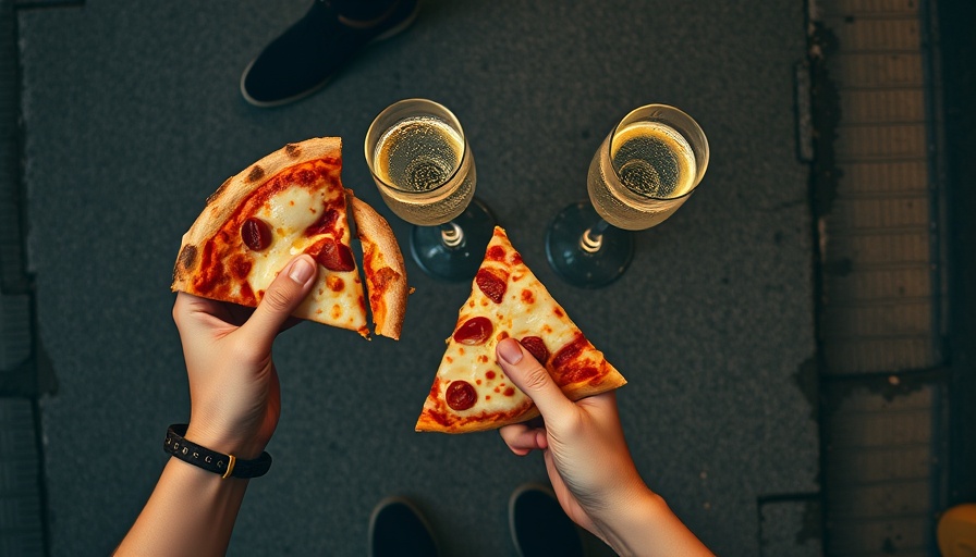 Enjoying pizza and Prosecco DOC, ideal street food pairing.