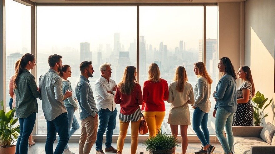 Diverse group in modern apartment showcasing Boreal Tower design and luxury living.