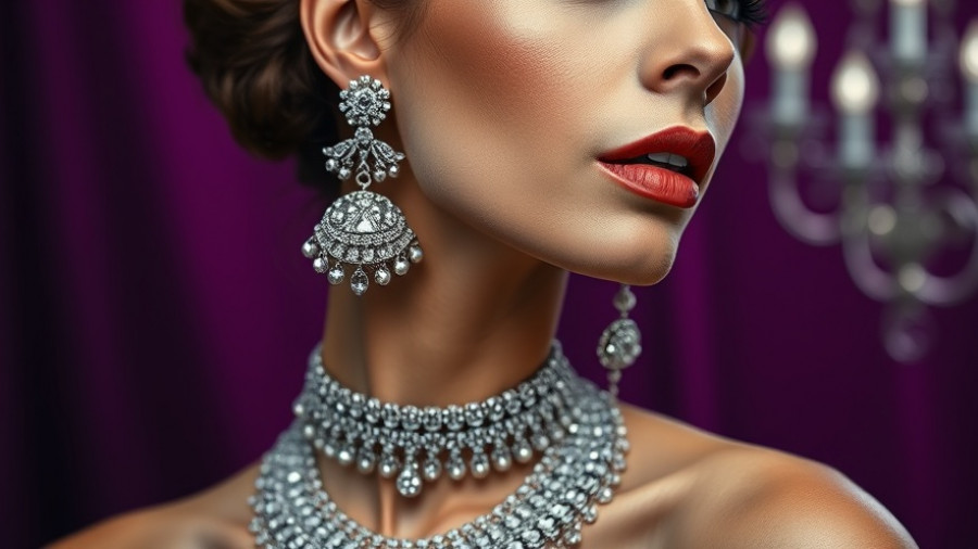 Glamorous woman with silver jewelry in elegant setting, luxury home investments.