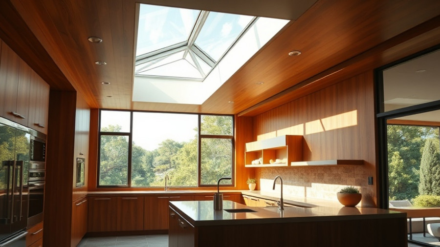 Frankfurt apartment with midcentury kitchen makeover, skylight.