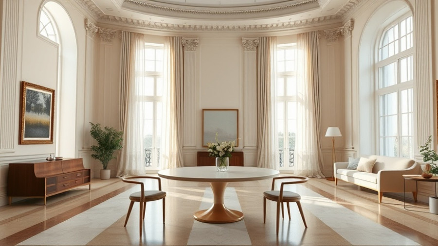 Neoclassical Palazzo Renovation: modern elegant interior with soft lighting.