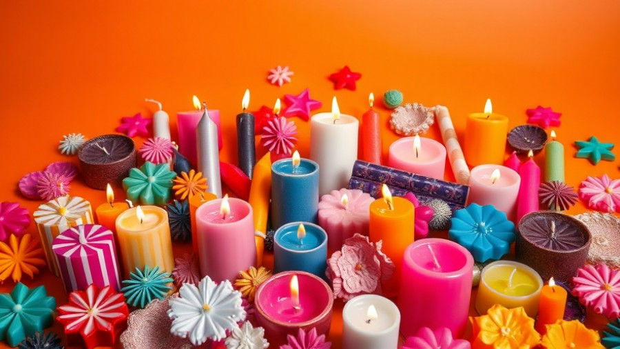 Colorful candle assortment for Black Friday candle sales.
