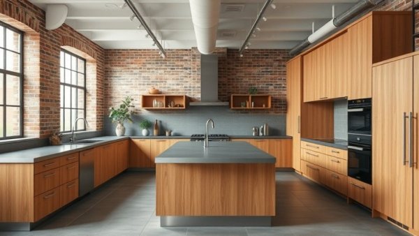 Modern industrial style kitchen remodeling with sleek design.