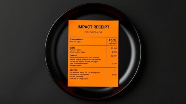 Brutalist restaurant Denver impact receipt on black plate.