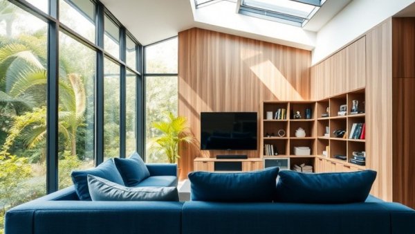 Cascade House renovation includes a stylish, minimalist living room.