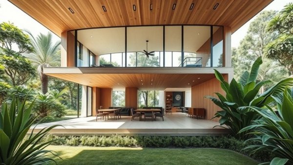 Moonah House architectural design showcasing modern wood exterior with open layout.