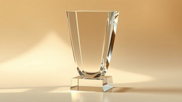 Abstract Herzog & de Meuron glass trophy design with elegant reflections.