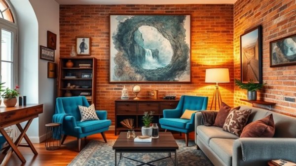 Eclectic Tutti Fruity Italian apartment design with cozy chairs.