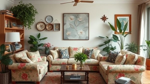 Serena & Lily Cyber Monday Sale: Eclectic living room with floral decor