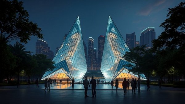 Futuristic building design for an art school for the visually impaired