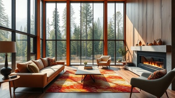 Chic custom home design in Sierra with modern decor and tall windows.