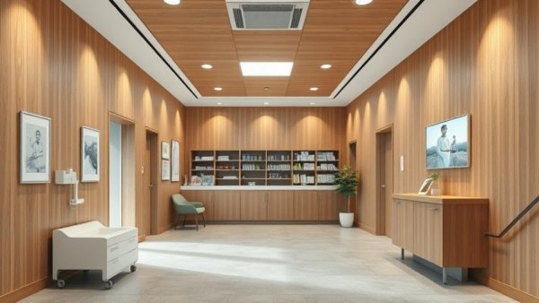 Modern office interior with warm wood paneling promoting a humanizing medical practice.