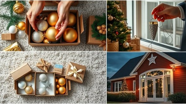 Organizing and storing Christmas decorations efficiently at home.