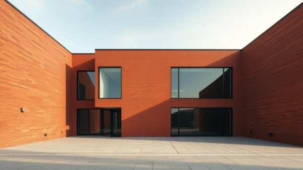 Modern Sammontalo community centre design with red-brick facade.