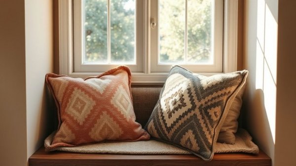 Best throw pillows 2026 on a warm and cozy window seat.