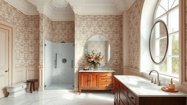 Elegant bathroom design with luxurious shower area.