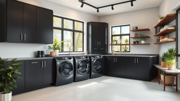 Stylish Laundry Rooms with Smart Storage Solutions featuring sleek design.