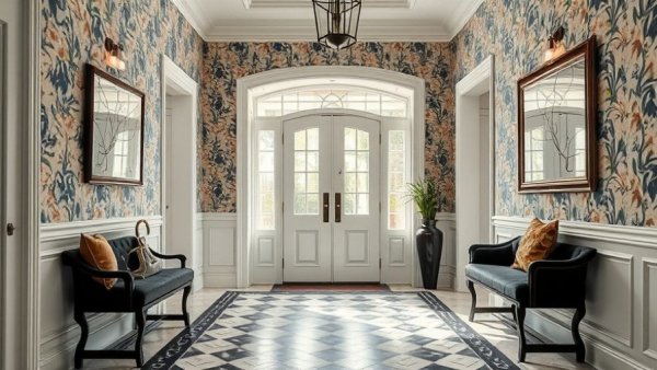 Entrance blending East Coast tradition and West Coast style.