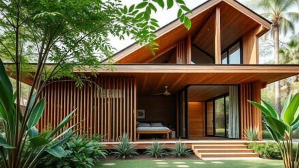 Point Lonsdale House Architecture with wooden slatted exterior and open design.