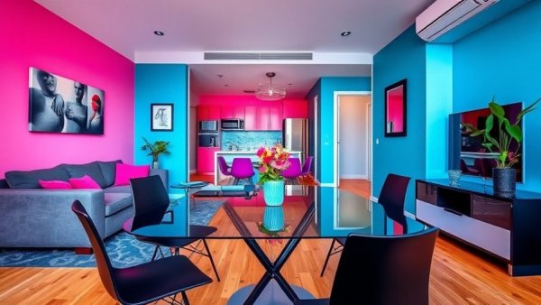 Modern apartment design in Naples with vibrant colors