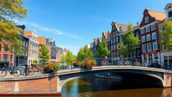 Charming Amsterdam canal and buildings for design lovers.
