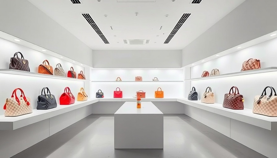 Louis Vuitton Murakami pop-up store interior with designer bags.