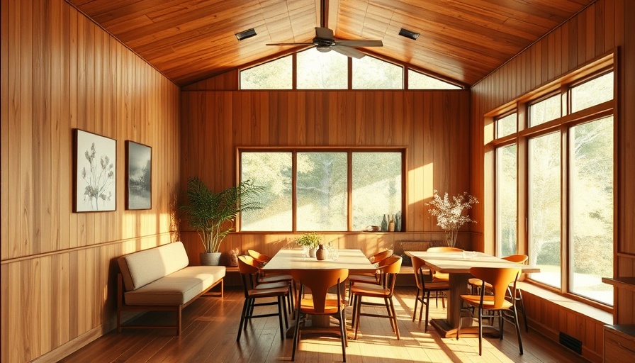 Mid-century dining room with natural wood tones, architectural restoration